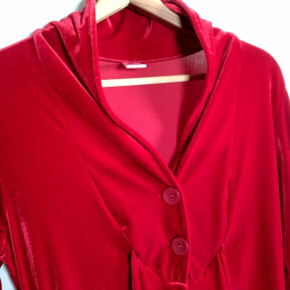 Vintage Y2K Magdalena Velour Duster Shirt S Red Whimsigoth Renaissance Vampire - Picture 9 of 16